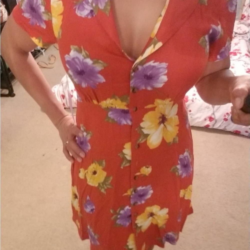 Forever 21 Orange Floral Blouse